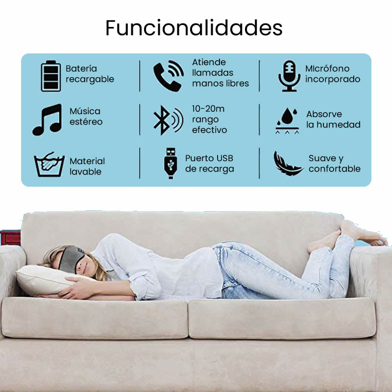 ANTIFAZ MUSICAL™ – Audífonos Integrados para un Sueño Profundo y Relajante