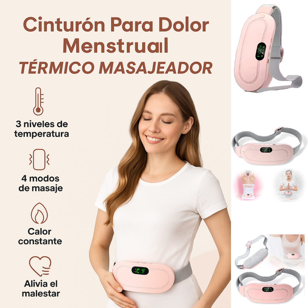 CINTURÓN TERAPÉUTICO PRO™ – Cinturón Terapéutico con Calor y Masaje Integrado, alivia dolores menstruales.