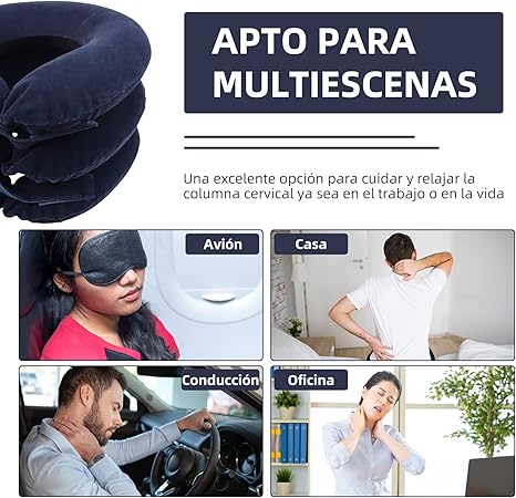 COJÍN ERGONÓMICO™ – Almohada Inflable Cervical para Casa, Oficina o Avión