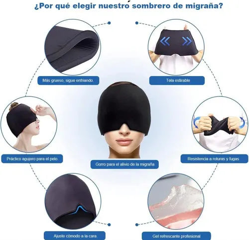 MIGRAFREEZE™ – Gorro de Gel Terapéutico para Aliviar Migrañas y Dolores de Cabeza