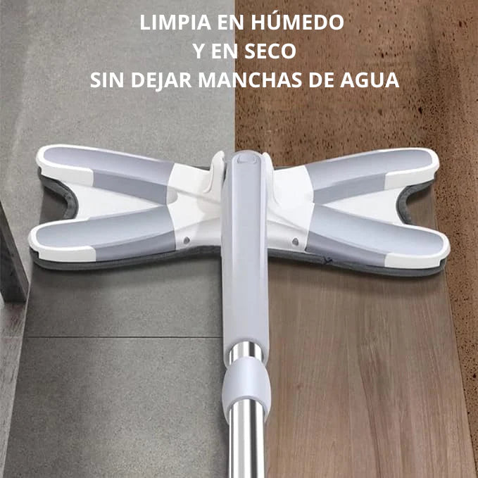 MOPA PLANA GIRATORIA 360™ – LIMPIA SIN ESFUERZO Y SIN ENSUCIARTE LAS MANOS.