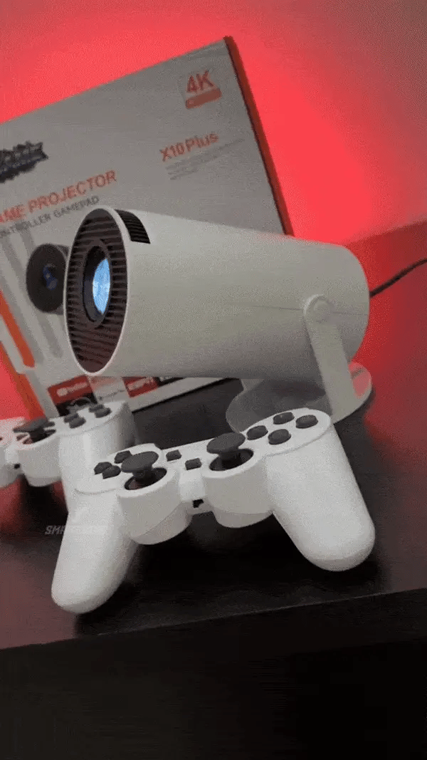 MINI PROYECTOR GAMEVISION™ 4K + 2 CONTROLES INALÁMBRICOS, JUEGA EN PANTALLA GRANDE.
