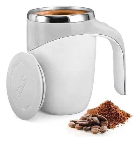 TAZA USB BATIDORA MAGNÉTICA™ 380ML – DISEÑO ELEGANTE EN CAFÉ Y BLANCO.
