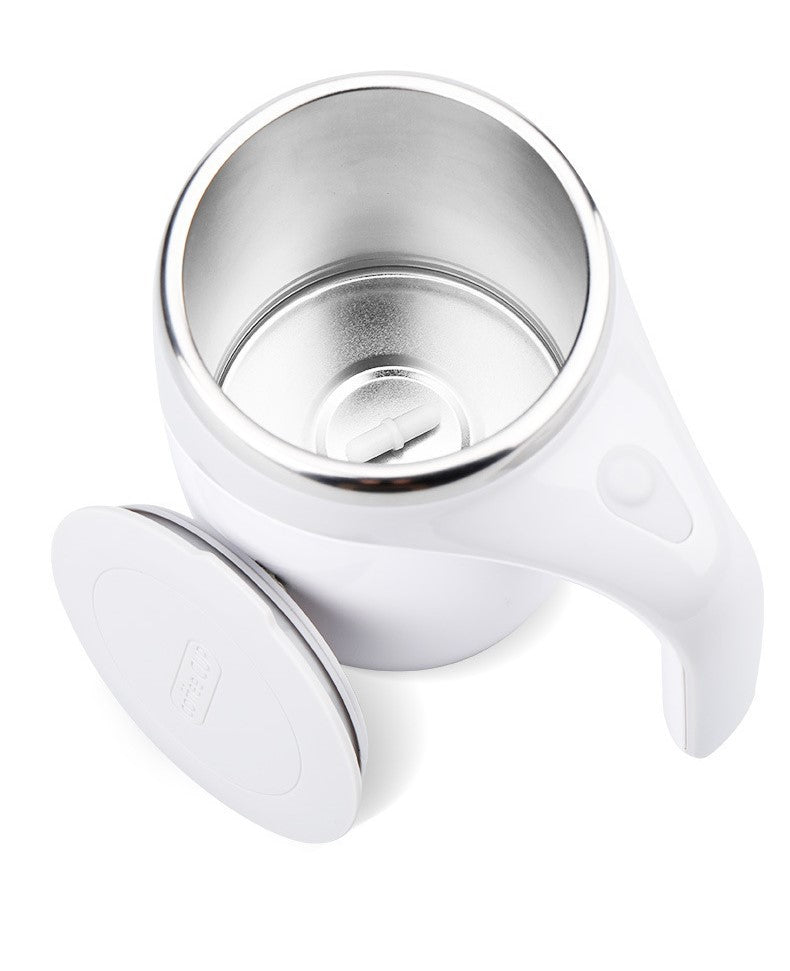 TAZA USB BATIDORA MAGNÉTICA™ 380ML – DISEÑO ELEGANTE EN CAFÉ Y BLANCO.
