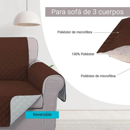PROTECTOR DE SOFÁ ACOLCHADO 3 PLAZAS™ – ANTIDESLIZANTE Y LAVABLE.