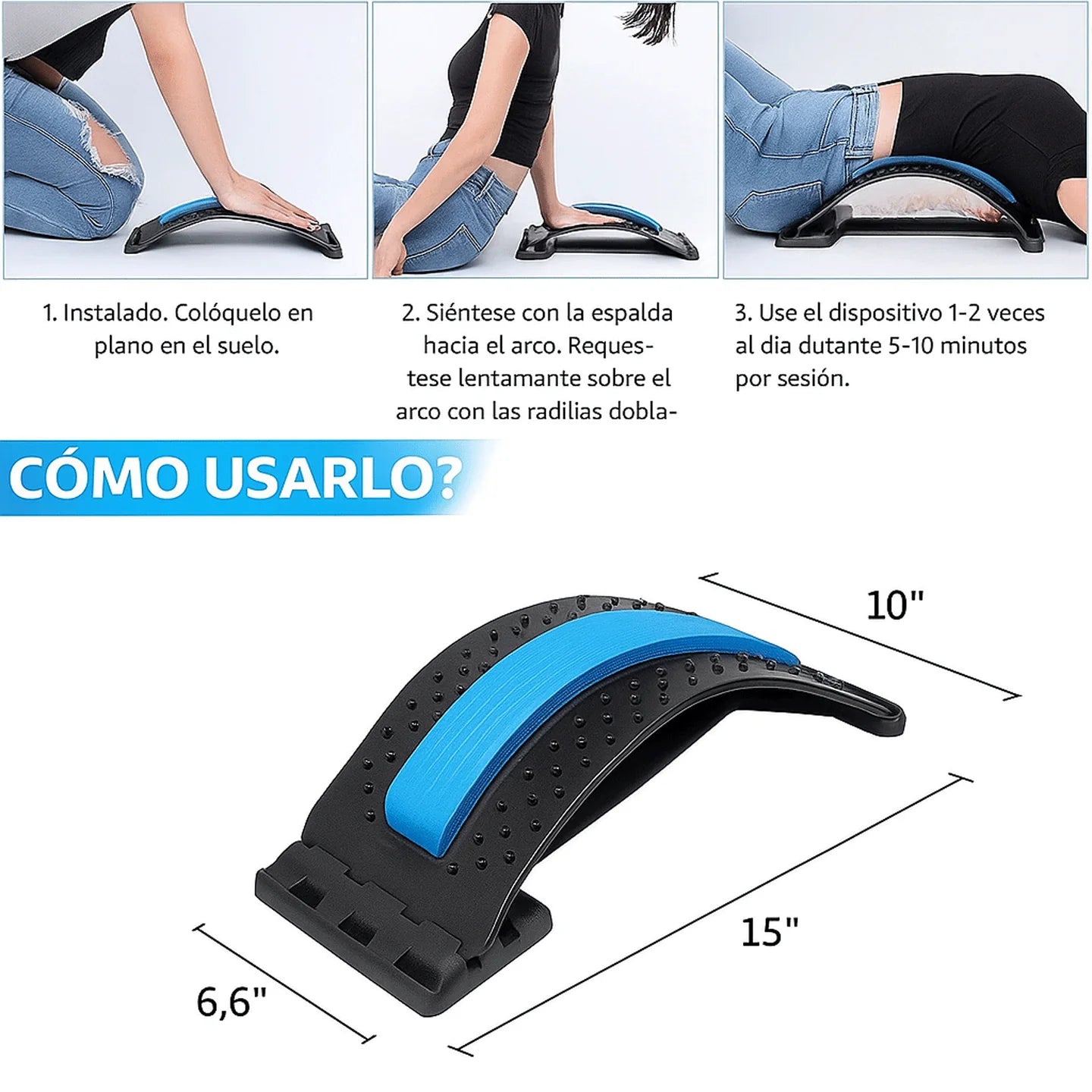 MASAJEADOR DE ESPALDA LUMBAR™ RELAJA TU ESPALDA EN MINUTOS Y DILE ADIÓS A LA TENSIÓN.