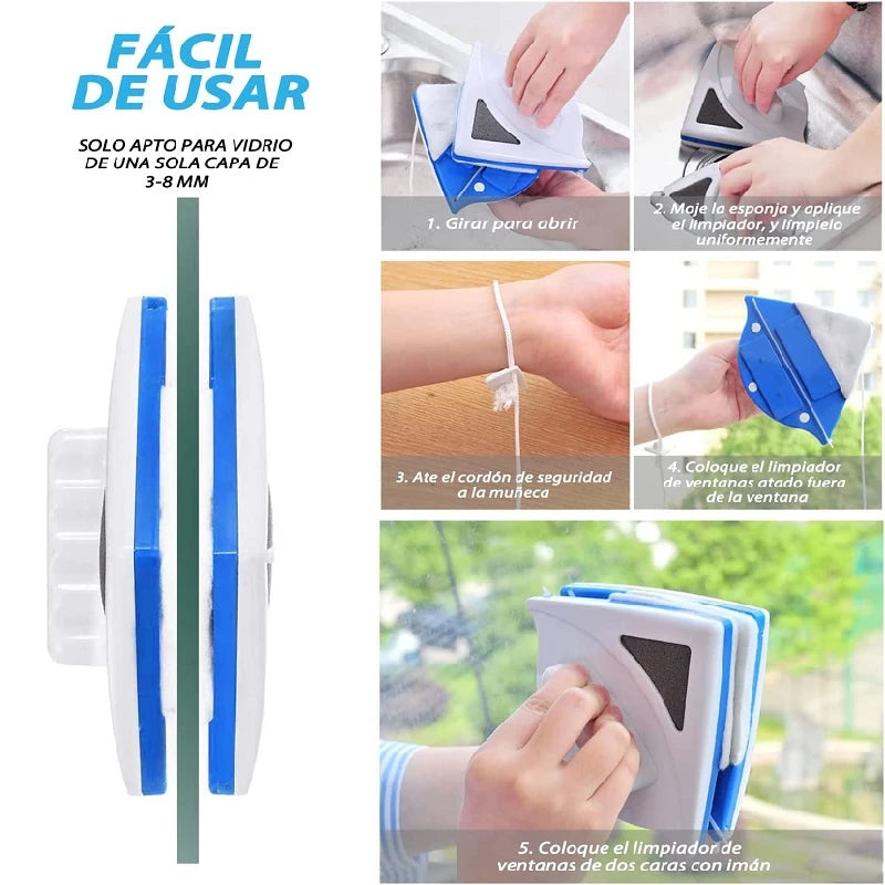 CRYSTAL CLEAN™– Limpiavidrios Magnético Triangular de Alta Precisión.