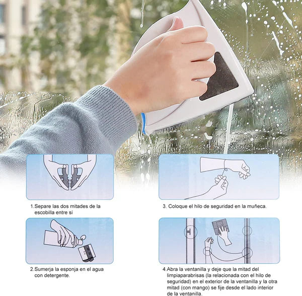 CRYSTAL CLEAN™– Limpiavidrios Magnético Triangular de Alta Precisión.