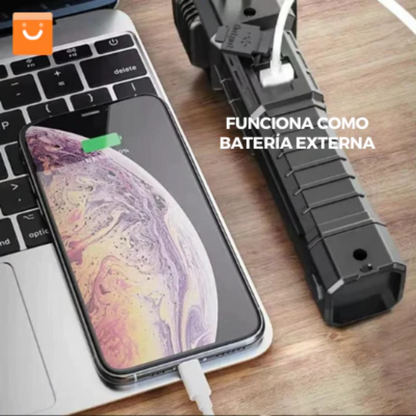 LINTERNA TÁCTICA 4 EN 1™ – Recargable, Imán, Luz LED y Emergencia