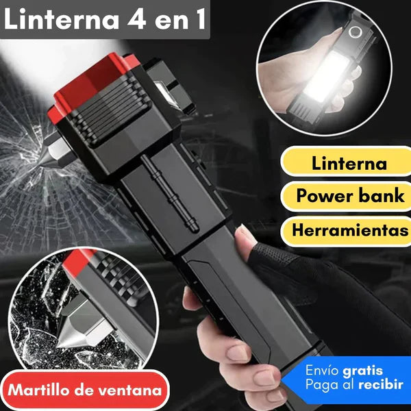 LINTERNA TÁCTICA 4 EN 1™ – Recargable, Imán, Luz LED y Emergencia