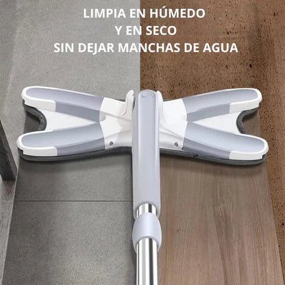 MOPA PLANA GIRATORIA 360™ – LIMPIA SIN ESFUERZO Y SIN ENSUCIARTE LAS MANOS.