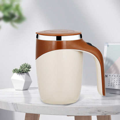 TAZA USB BATIDORA MAGNÉTICA™ 380ML – DISEÑO ELEGANTE EN CAFÉ Y BLANCO.